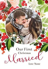 First Christmas Married Photo Card