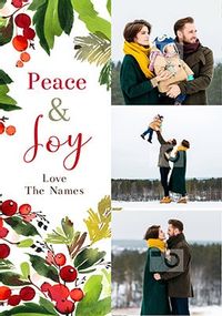 Tap to view Peace and Joy Multi Photo Christmas Card