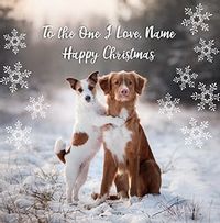 One I Love Christmas Card - Snow Dog Couple