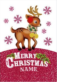 Cute Reindeer Personalised Christmas Card