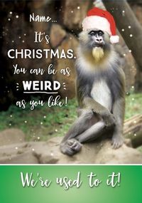 It's Christmas - Be Weird Personalised Card
