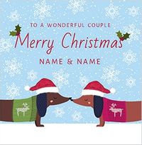 Wonderful Couple Dachshund Christmas Card