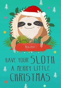 Sloth Christmas Personalised Card