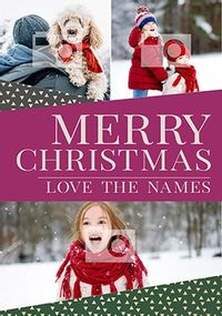 Tap to view Merry Christmas Three Photo Family Card