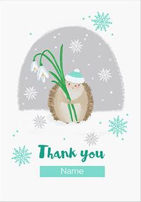 Hedgehog Thank You Personalised  Christmas Card