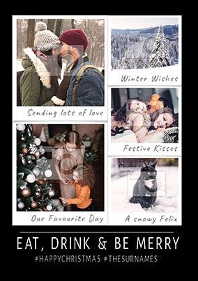 Eat, Drink and Be Merry Multi Photo Christmas Card