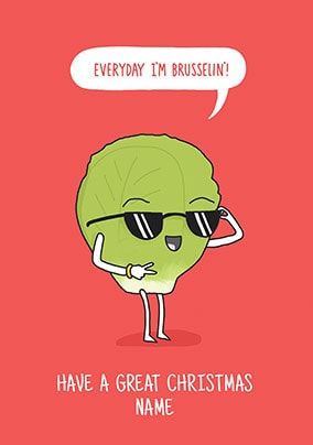 Everyday I'm Brussellin' Personalised Christmas Card