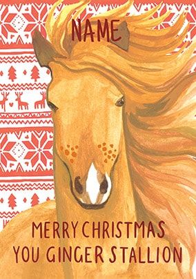 Ginger Stallion Personalised Christmas Card