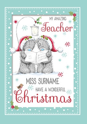 me to you teacher personalised christmas card funky pigeon christmas card for teacher