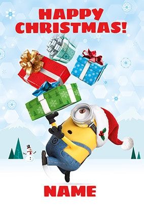 Despicable Me Stuart Personalised Christmas Card