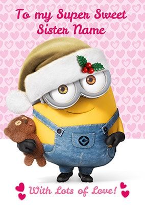 Despicable Me Sister Personalised Christmas Card