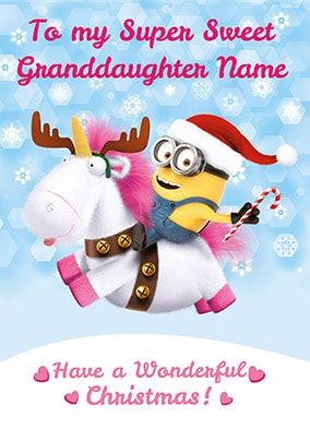 Despicable Me Granddaughter Personalised Christmas Card