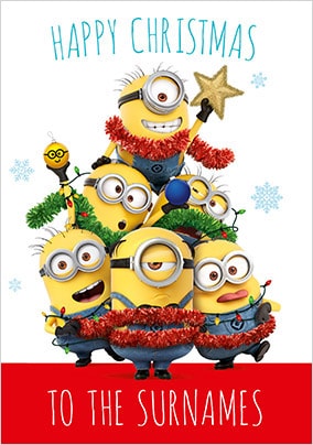 Happy Christmas Minions Family Personalised Card
