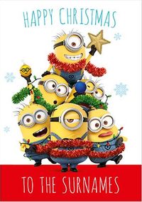 Happy Christmas Minions Family Personalised Card