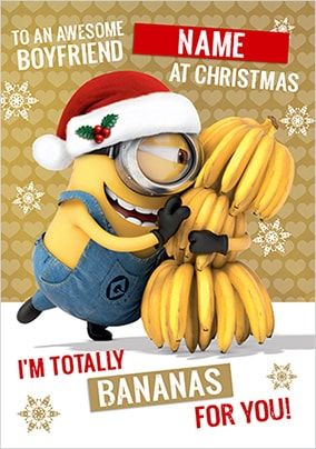 Awesome Boyfriend Christmas Minion Personalised Card