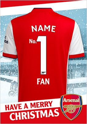 Arsenal Football Shirt Personalised Christmas Card