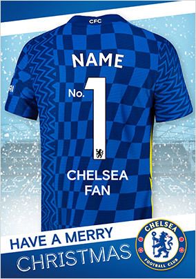 Chelsea FC Football Shirt Personalised Christmas Card