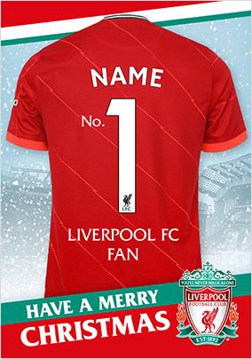 Liverpool FC Shirt Personalised Christmas Card