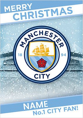 Man City Crest Personalised Christmas Card