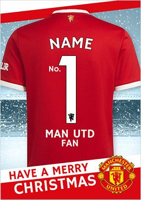 Man United Shirt Personalised Christmas Card