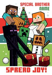 Minecraft - Special Brother Personalised Christmas Card