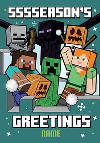 Tap to view Minecraft - Sssseaon's Greetings Personalised Christmas Card