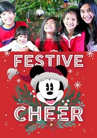 Mickey Mouse Festive Cheer Photo Christmas Card