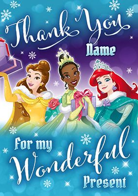 Disney Princess Christmas Personalised Thank You Card