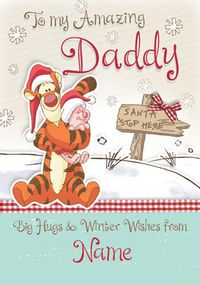 Winnie The Pooh - Winter Wishes Daddy Christmas Card