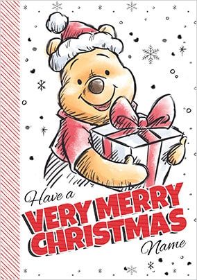 2022 Christmas Winnie The Pooh Winnie The Pooh Merry Christmas Personalised Card | Funky Pigeon