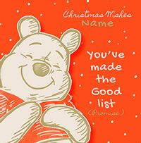 Winnie The Pooh - Made the Good List Personalised Christmas Card