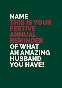 Amazing Husband Personalised Christmas card