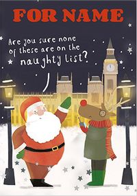 On The Naughty List Personalised Christmas Card