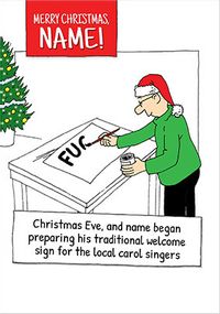 Christmas Welcome Sign Personalised Card