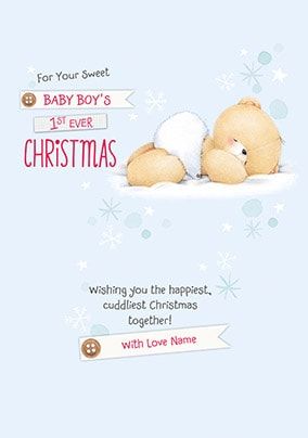 Baby Boy's First Christmas Personalised Card