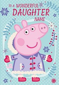 Daughter Peppa Pig Personalised Christmas Card