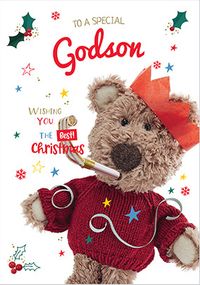 Tap to view Barley Bear - Special Godson Personalised Christmas Card