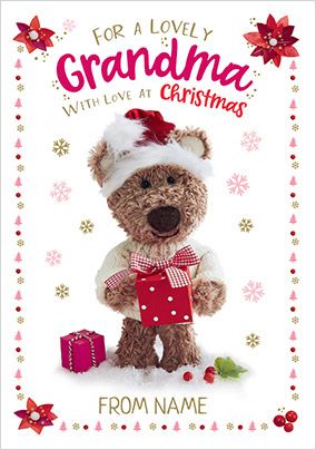 Barley Bear - Lovely Grandma Personalised Christmas Card