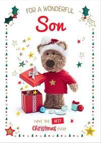 Barley Bear - Wonderful Son Personalised Christmas Card