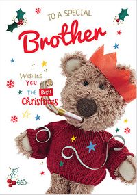 Tap to view Barley Bear - Special Brother Personalised Christmas Card