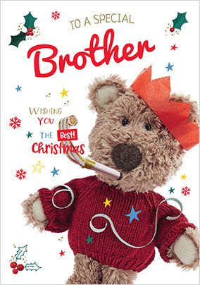 Barley Bear - Special Brother Personalised Christmas Card