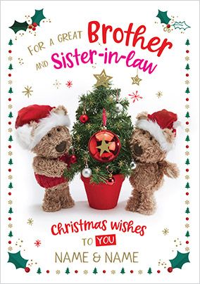 Barley Bear - Brother & Sister in Law Personalised Christmas Card
