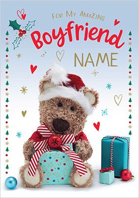 Barley Bear - Amazing Boyfriend Personalised Christmas Card