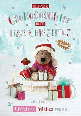 Barley Bear - Granddaughter's First Christmas Personalised Card
