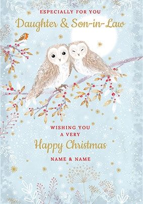 Daughter and Son-In-Law Owl Christmas Card