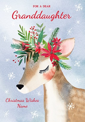 Personalised Xmas Card Christmas Fawn Baby Deer Daughter Granddaughter Niece 