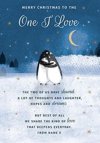 One I Love Penguin Personalised Card