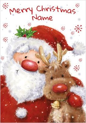 Santa and Rudolph Christmas Personalised Card