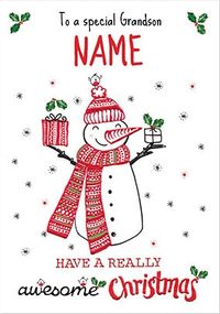 Special Grandson Awesome Christmas Personalised Card