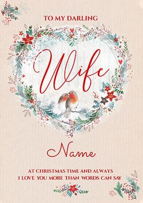 Darling Wife at Christmas Personalised Card